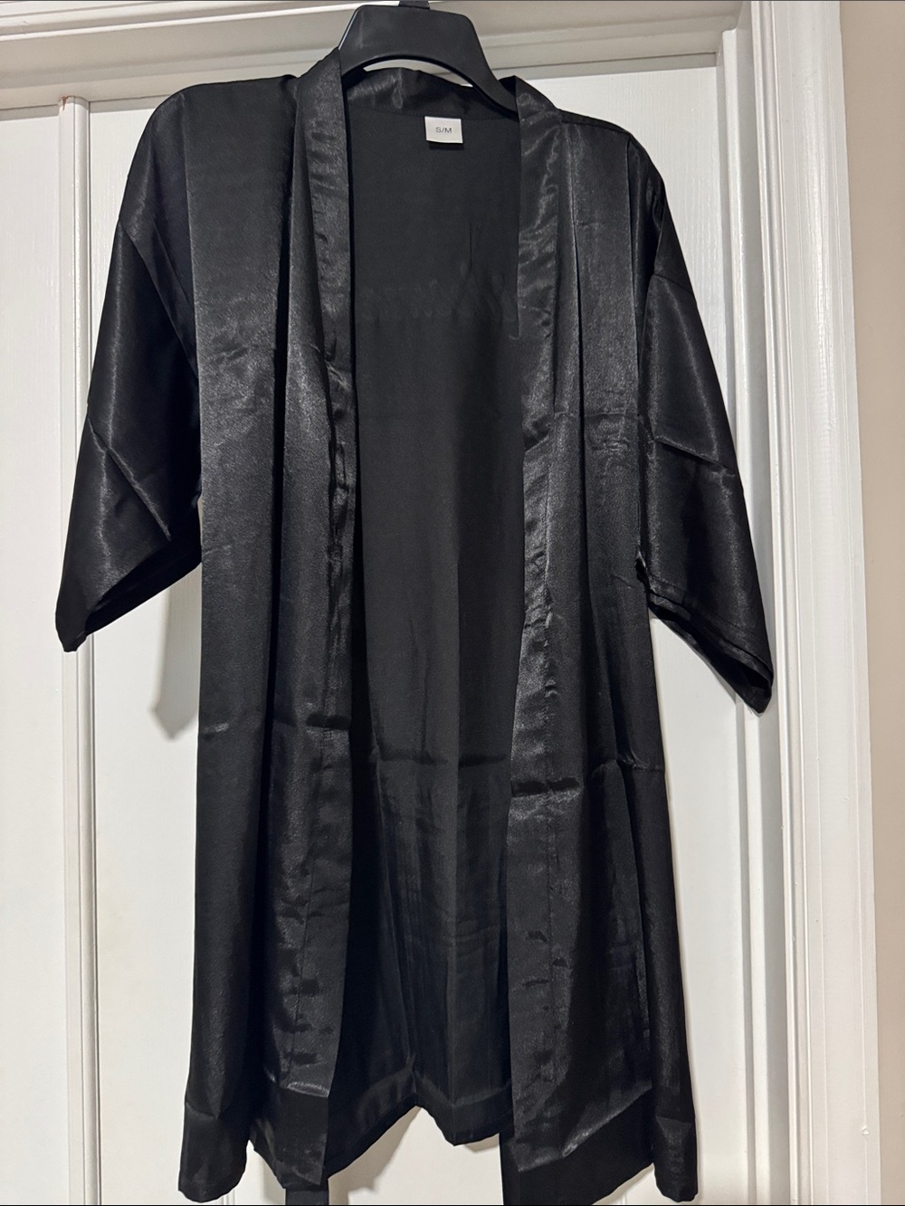 Source Unknown Black Satin Women's Bridesmaid Robe
